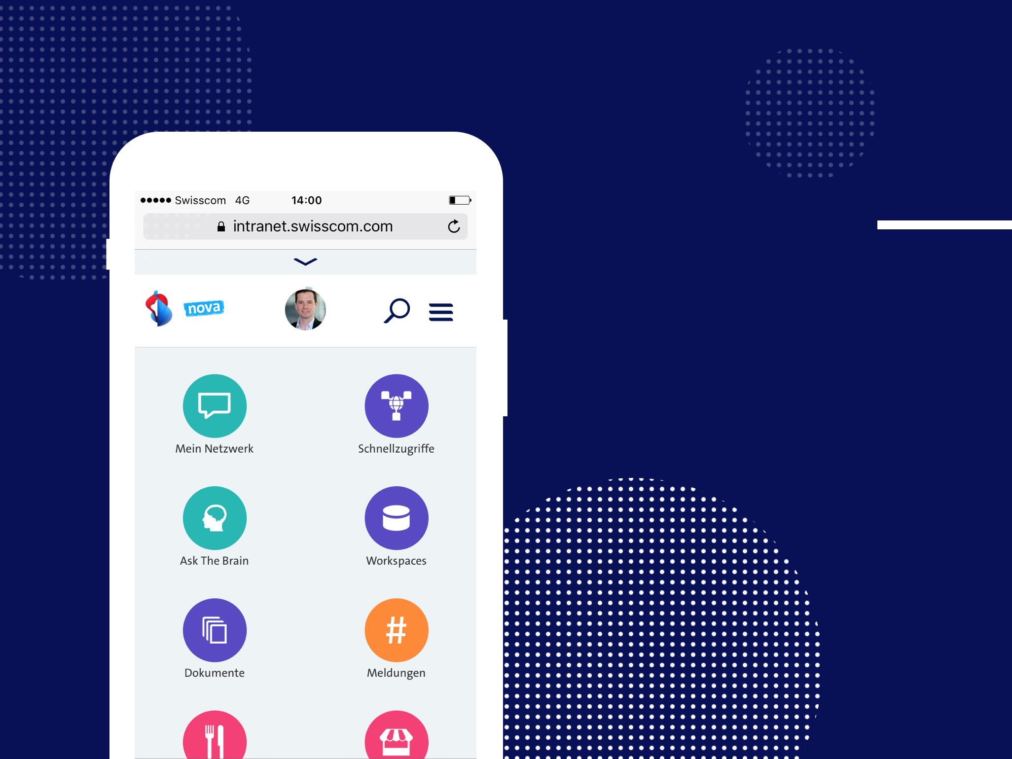 Swisscom - Mobile Ansicht der App